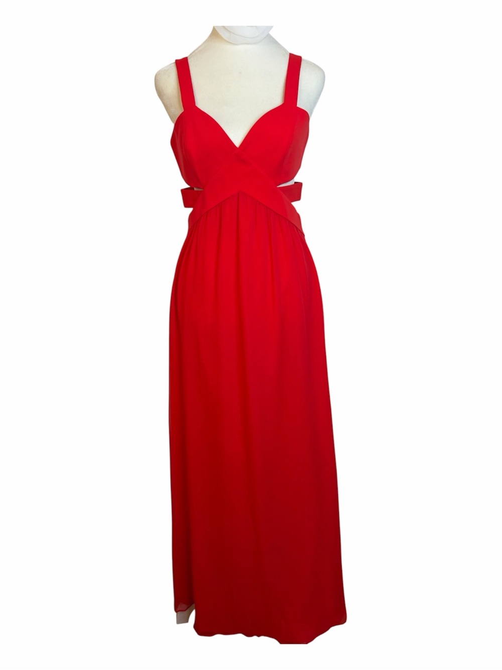 JAYGODFREY Silk Red Cutout Maxi Dress